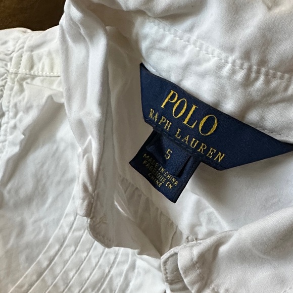 Polo by Ralph Lauren Classic White Button Down Shirt blouse size 5 girls - Picture 3 of 5